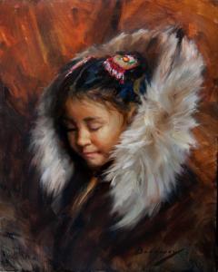 Alaskan Athabaskan Girl with Fur Parka by Michelle Dunaway